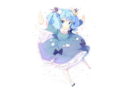 Обои на рабочий стол Katia в голубом платье из манги Fantasista Doll, art by Anmi