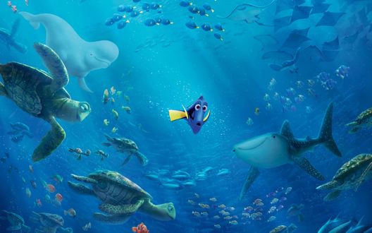 Обои на рабочий стол Главная героиня мультфильма В поисках Дори / Finding Dory в подводном царстве