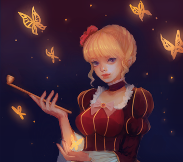 Обои на рабочий стол Беатриче / Beatrice из аниме Когда плачут чайки / Umineko no Naku Koro ni, by sachcell