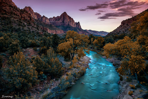 Обои на рабочий стол Закат в Zion National Park / Национальном парке Сион, фотограф Pridhvi Dandu