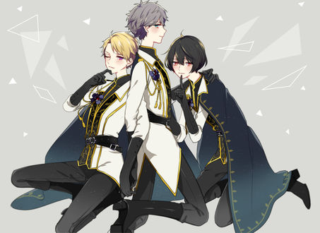 Обои на рабочий стол Три парня в военной форме из манги Ensemble Stars
