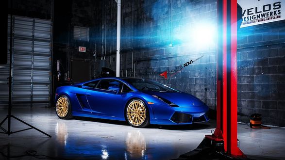 Обои на рабочий стол Автомобиль ADV, 2015, Lamborghini Gallardo, LP570-4, суперкары, синий в гараже