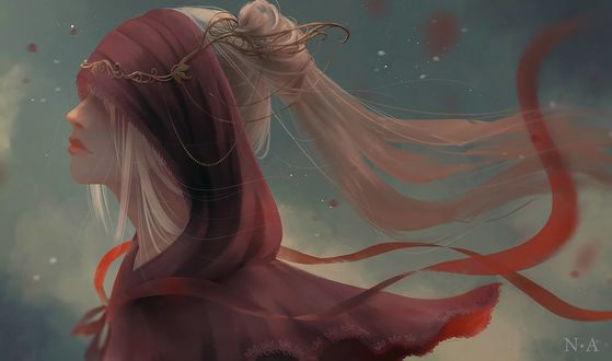Обои на рабочий стол Девушка с шарфом на голове, by Nicole Altenhoff Artwork