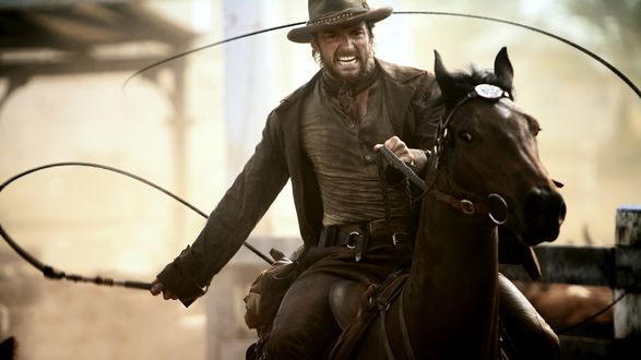 Обои на рабочий стол Ковбой на лошади, Hugh Jackman / Хью Джекман, к / ф Австралия
