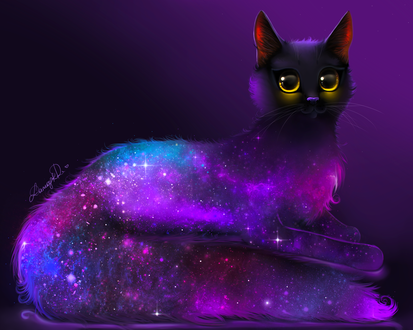 Обои на рабочий стол Космический кот, by Rita