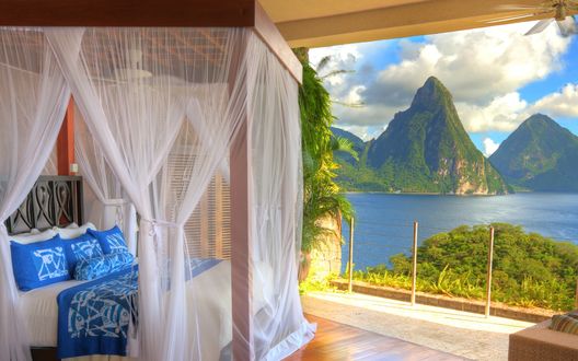 Обои на рабочий стол Saint Lucia, Soufriere, Jade mountain resort / Сент-Люсия, Суфрье, вид из номера отеля Jade mountain resort