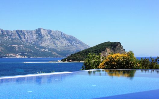 Обои на рабочий стол St. NIcola island, Budva, Montenegro / Адриатическое море, остров Святого Николы, Будва, Черногория