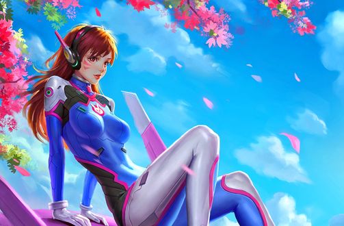 Обои на рабочий стол D. VA / Ханна Сон / Танк из игры Overwatch / Дозор, by wenfei ye