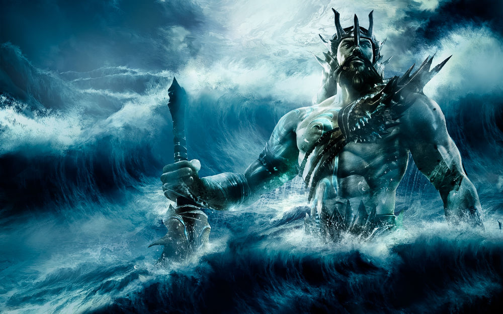 Обои на рабочий стол Нептун / Neptunus царь морей вызывающий шторм, обои  для рабочего стола, скачать обои, обои бесплатно