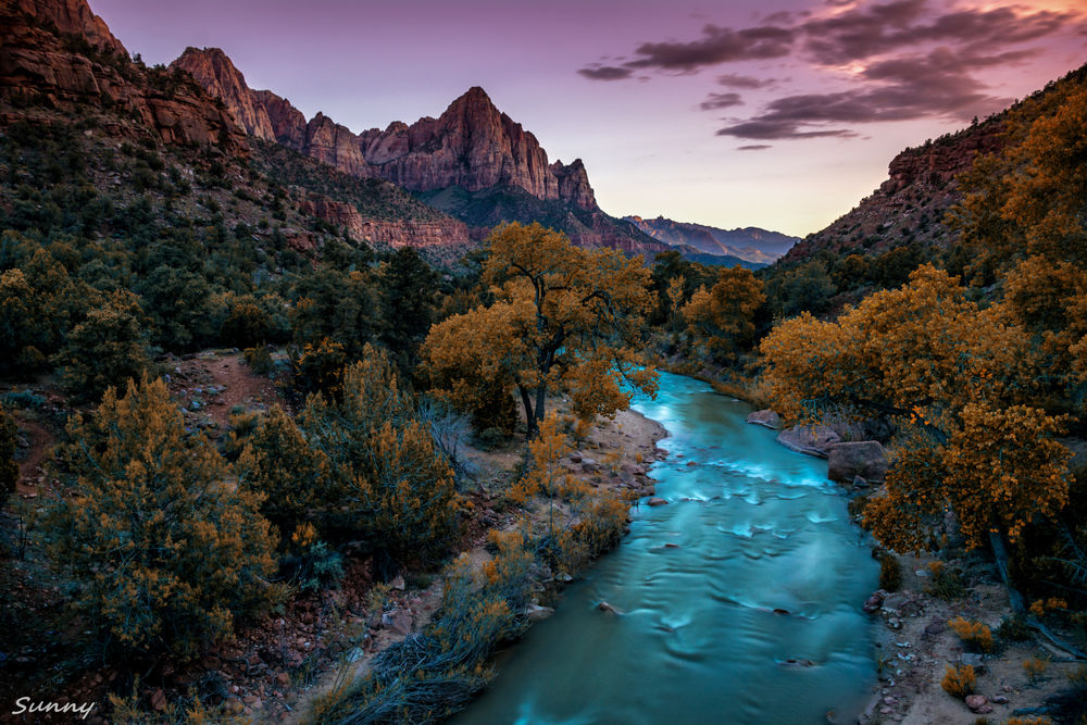 Обои для рабочего стола Закат в Zion National Park / Национальном парке Сион, фотограф Pridhvi Dandu