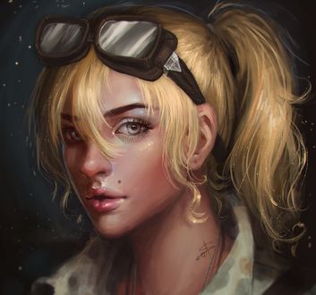 Обои на рабочий стол Military Nurse / военная медсестра с очками на голове, by AyyaSap