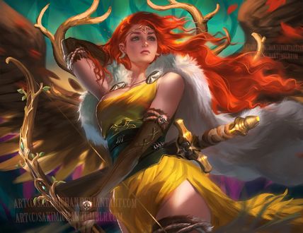 Обои на рабочий стол Artemis / Артемида с мечом, by sakimichan