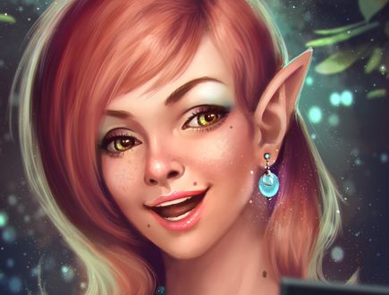 Обои на рабочий стол Девушка - эльфийка с сережкой в ухе, by AyyaSap
