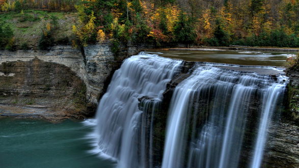 Обои на рабочий стол Letchworth State Park, New York / Летчворт-Парк, заповедник, штат Нью-Йорк, водопад