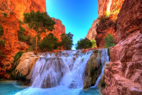 Обои на рабочий стол Beaver Falls, Grand Canyon National Park, Arizona / Бивер Фоллс, заповедник Большой Каньон, Аризона
