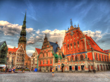 Обои на рабочий стол Latvija, Riga, town hall Square / Латвия, Рига, Ратушная площадь