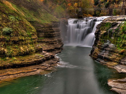 Обои на рабочий стол Letchworth State Park, New-York state / Национальный заповедник Летчуорт, штат Нью-Йорк, скалы, водопад