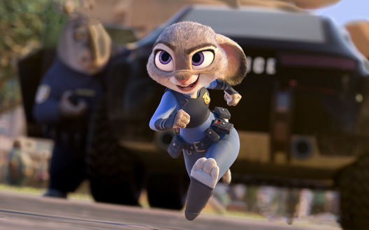 Обои на рабочий стол Zootopia, bunny cop Judy Hopps / Джуди Хопс Морковка, зайчиха полицейский из мультфильма Зверополис