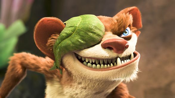Обои на рабочий стол Ласка по имени Бак из мультфильма Ice Age character / Ледниковый период
