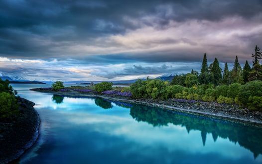 Обои на рабочий стол Lake Tekapo / озеро Текапо, Новая Зеландия / New Zealand
