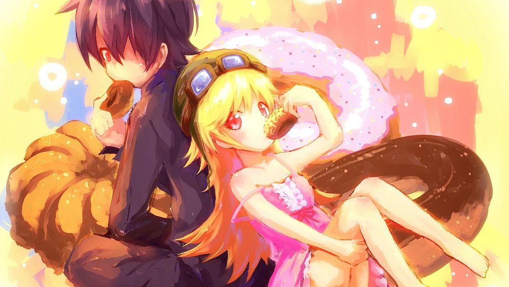 Обои для рабочего стола Синобу Осино / Sinobu Osino и Хитаги Сендзегахара / Senjougahara Hitagi из аниме Истории монстров / Bakemonogatari