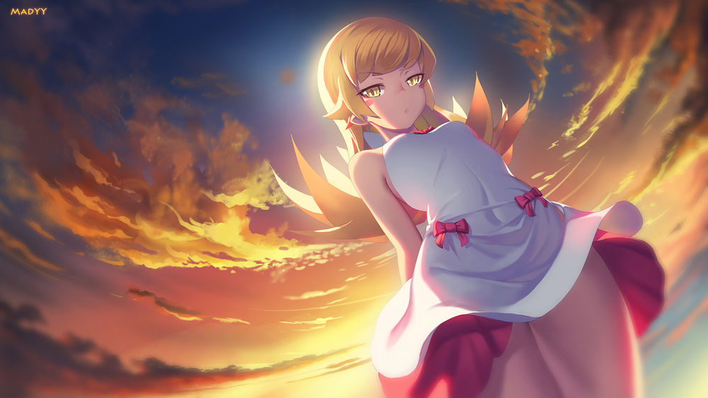 Обои для рабочего стола Shinobu Oshino / Синобу Осино из аниме Bakemonogatari / Истории монстров, by madYY