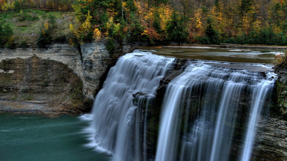 Обои для рабочего стола Letchworth State Park, New York / Летчворт-Парк, заповедник, штат Нью-Йорк, водопад