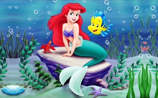 Обои на рабочий стол Little mermaid, Disney studio movie / Русалочка, мультфильм Диснеевской студии, Ариэль, персонаж