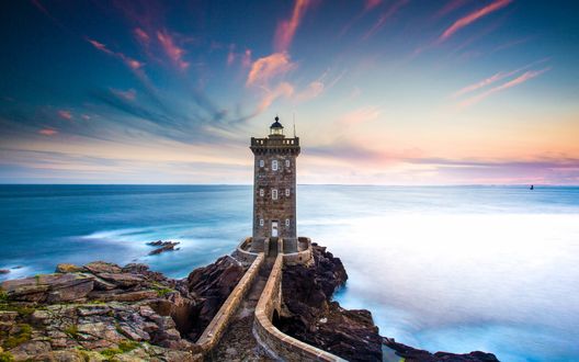 Обои на рабочий стол Kermorvan Lighthouse, Finistere, Brittany, France / Керморван, маяк, Бретань, Франция