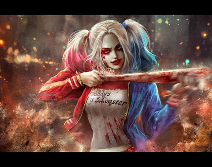 Обои на рабочий стол Harley Quinn / Харли Квинн, by NanFe