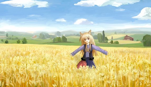 Обои на рабочий стол Horo / Хоро, из аниме Spice and Wolf / Волчица и пряности