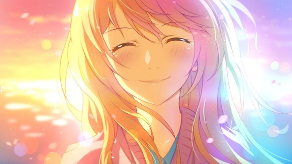 Обои на рабочий стол Kaori Miyazono / Каори Миязоно из аниме Shigatsu wa Kimi no Uso / Твоя апрельская ложь, by xiao ren