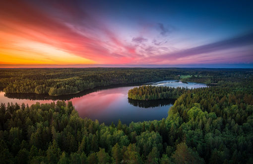 Обои на рабочий стол Закат на Aulanko Nature reserve, H&;meenlinna, Finland / Aulanko - природный заповедник, Хямеенлинна, Финляндия, фотограф Lauri Lohi
