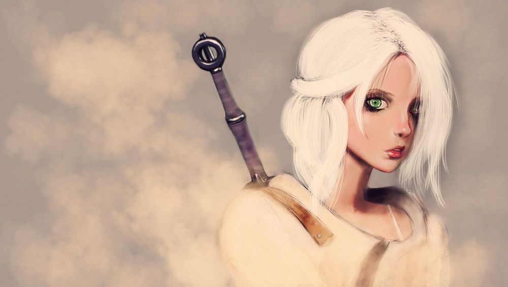 Обои для рабочего стола Цирилла Фиона Элен Рианнон / Cirilla Fiona Elen Riannon/ , она же Цири / Ciri/ — персонаж цикла Ведьмак— королева Цинтры, княжна Бругге и Соддена, наследница Инис Ард Скеллиг и Инис Ан Скеллиг, сюзеренка Аттре и Абб Ярра, также известная как Львенок из Цинтры или Фалька, внучка королевы Калантэ