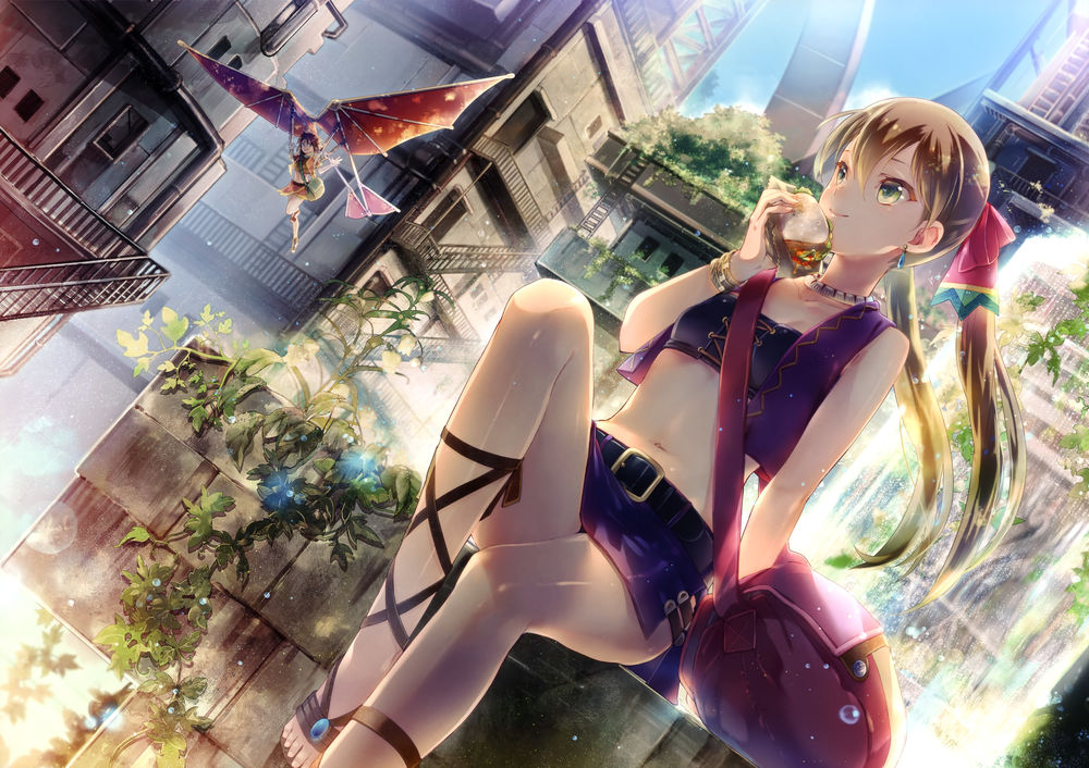 Обои для рабочего стола Amy / Эми и Melty / Мелти из аниме Suisei no Gargantia / Гаргантия на зеленой планете, art by Miyuki Ruria