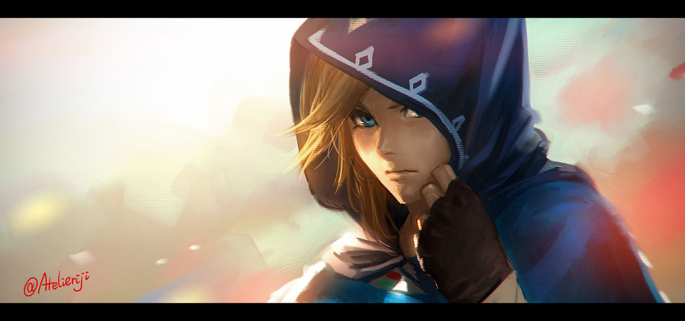 Обои для рабочего стола Link / Линк из игры Zelda no Densetsu / Zelda no Densetsu: Breath of the Wild, art by Atelieriji