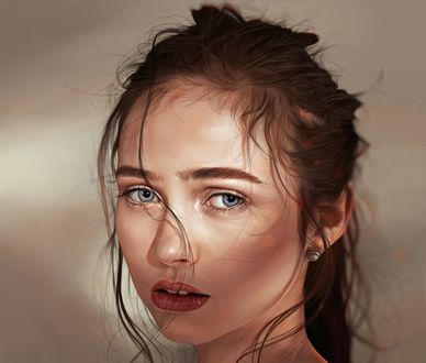 Обои на рабочий стол Портрет сероглазой девушки, by Karl Baldon