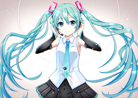 Обои на рабочий стол Vocaloid Hatsune Miki / Вокалоид Хатсуне Мику, art by Pixiv Id 19055327