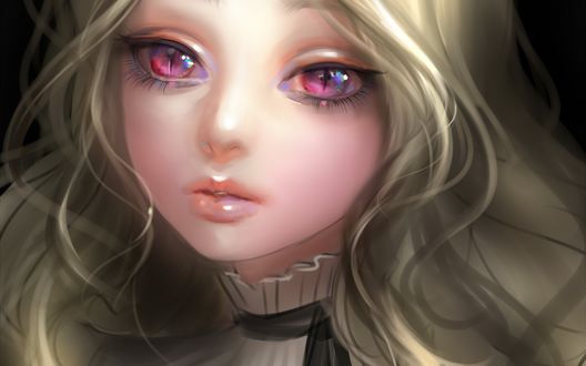 Обои на рабочий стол Светловолосая девушка с разноцветными глазами, by Airspace