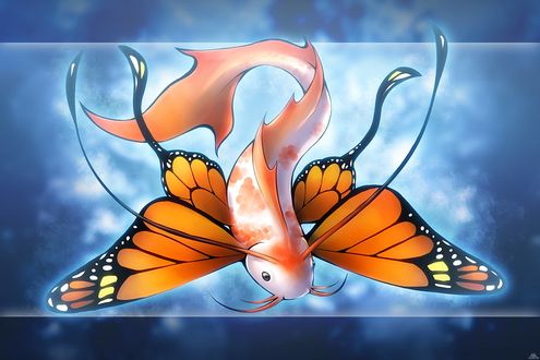 Обои на рабочий стол Карп кой-бабочка / butterfly -koi / by Kikariz