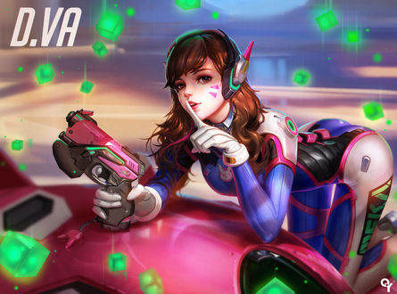 Обои на рабочий стол D. VA / Ханна Сон из игры Overwatch / Дозор, by Liang-Xing