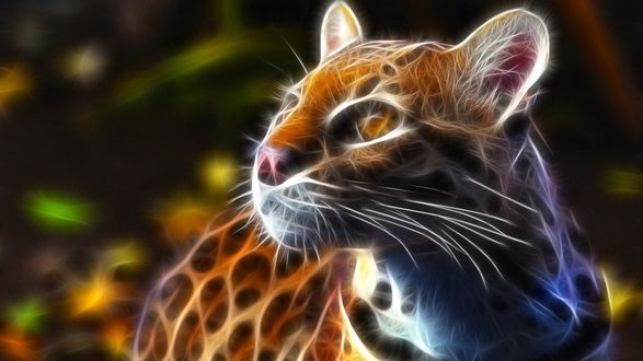 Обои на рабочий стол Фрактальный оцелот / Leopardus pardalis
