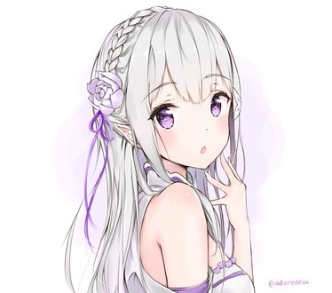 Обои на рабочий стол Эмилия / Emilia из аниме Re: Жизнь в альтернативном мире с нуля / Re:Zero kara Hajimeru Isekai Seikatsu, art by Pixiv Id 15601453
