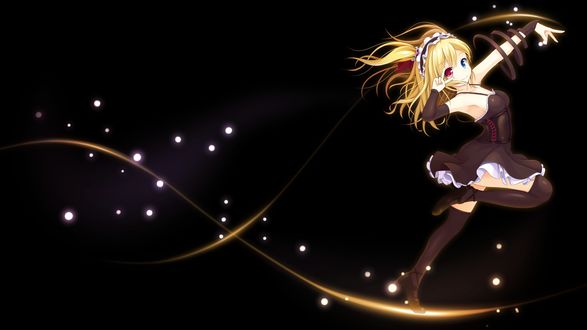 Обои на рабочий стол Hasegawa Kobato / Кобато Хасэгава в готическом наряде на черном фоне, персонаж из аниме У меня мало друзей / Boku wa Tomodachi ga Sukunai, art by sora freebird