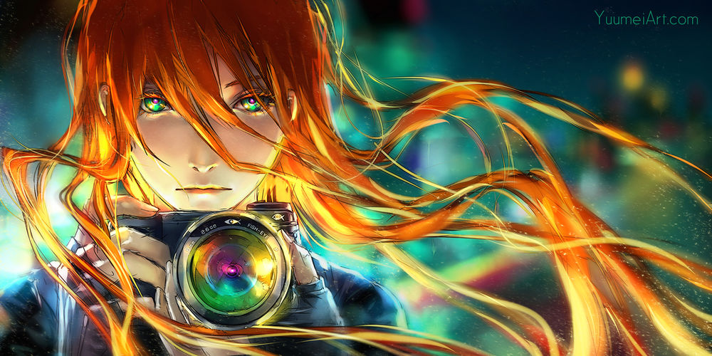 Обои для рабочего стола Девушка с фотоаппаратом, by Yuu
