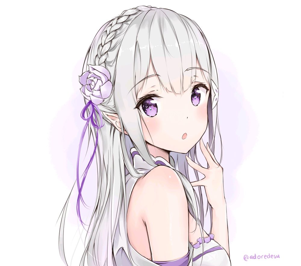 Обои на рабочий стол Эмилия / Emilia из аниме Re: Жизнь в альтернативном  мире с нуля / Re:Zero kara Hajimeru Isekai Seikatsu, art by Pixiv Id  15601453, обои для рабочего стола, скачать