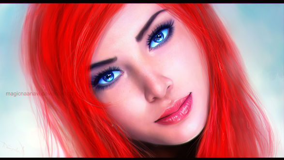 Обои на рабочий стол Ариэль / Ariel из диснеевского мультфильма Русалочка / The Little Mermaid, art by MagicnaAnavi