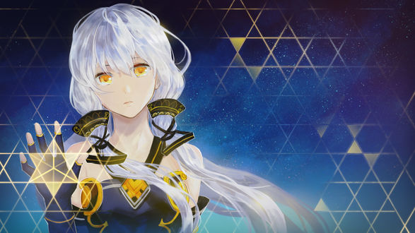 Обои на рабочий стол Vocaloid Xingchen / Вокалоид Ксингчен на фоне звездного неба