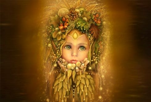 Обои на рабочий стол Маленькая девочка-осень, by Martina Arend