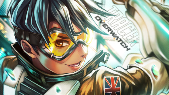 Обои на рабочий стол Tracer / Трейсер / Лена Окстон из игры Overwatch / Дозор